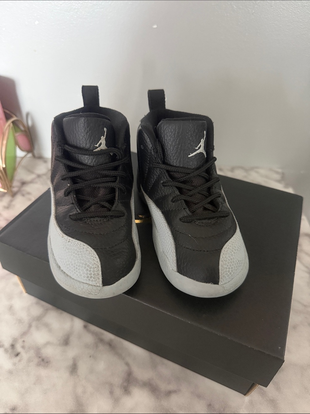 Jordan Kids Black and Gray High-Top Sneakers with Jumpman